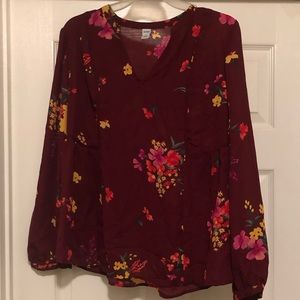 Burgundy flowery top